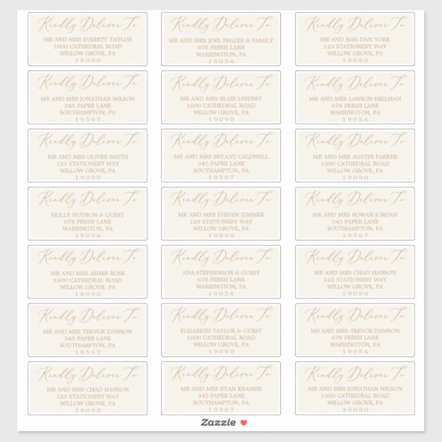 Delicate Gold and Cream Guest Address Labels (Sheet)