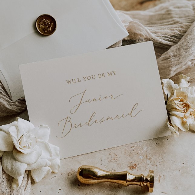 Delicate Gold and Cream Junior Bridesmaid Proposal Invitation (Creator Uploaded)