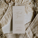 Delicate Gold and Cream Tea Length Thank You Card<br><div class="desc">This delicate gold and cream tea length thank you reception card is perfect for a modern wedding. The romantic minimalist design features lovely and elegant gold coloured typography on an ivory cream background with a clean and simple look. Place these cards at the table setting for each of your guests...</div>
