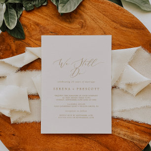 Delicate Gold and Cream We Still Do Vow Renewal Invitation