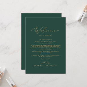 Delicate Gold and Green Welcome Letter & Itinerary