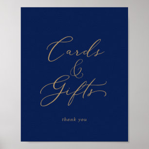 Delicate Gold and Navy Cards and Gifts Sign