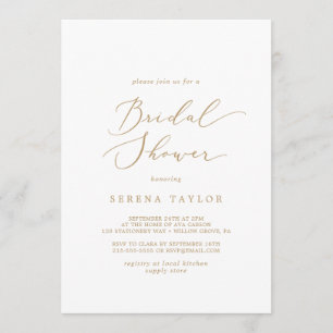 Delicate Gold Calligraphy Bridal Shower Invitation