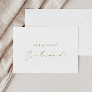 Delicate Gold Calligraphy Bridesmaid Proposal Card