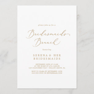 Delicate Gold Calligraphy Bridesmaids Brunch Invitation