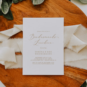 Delicate Gold Calligraphy Bridesmaids Luncheon Invitation