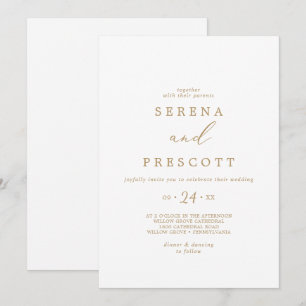 Delicate Gold Calligraphy Casual Wedding Invitation
