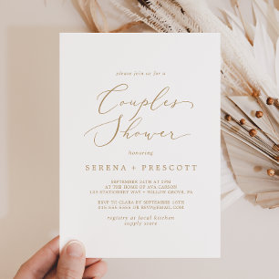 Delicate Gold Calligraphy Couples Shower Invitation