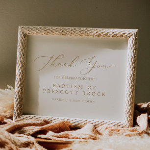 Delicate Gold Calligraphy   Cream Baptism Favour Poster