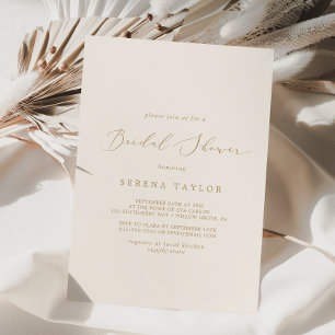 Delicate Gold Calligraphy   Cream Bridal Shower Invitation