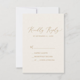 Delicate Gold Calligraphy Cream Simple RSVP Card