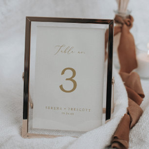Delicate Gold Calligraphy   Cream Table No. Table Number