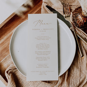 Delicate Gold Calligraphy Cream Wedding Menu