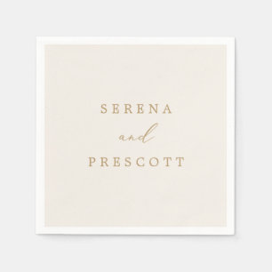 Delicate Gold Calligraphy Cream Wedding Napkins
