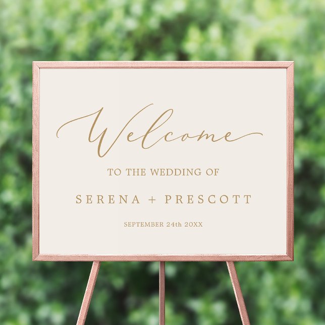 Delicate Gold Calligraphy | Cream Wedding Welcome Poster (Creator Uploaded)