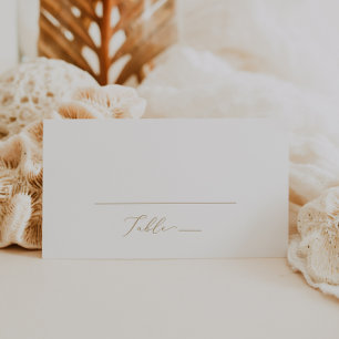 Delicate Gold Calligraphy Flat Wedding Place Card