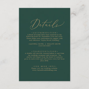 Delicate Gold Calligraphy   Green Details Enclosure Card