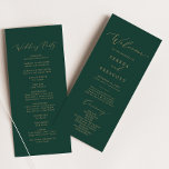 Delicate Gold Calligraphy | Green Wedding Program Programme<br><div class="desc">This delicate gold calligraphy green wedding party program is perfect for a modern wedding. The romantic minimalist design features lovely and elegant champagne golden yellow typography on an emerald green background with a clean and simple look. Include the name of the bride and groom, the wedding date and location, thank...</div>