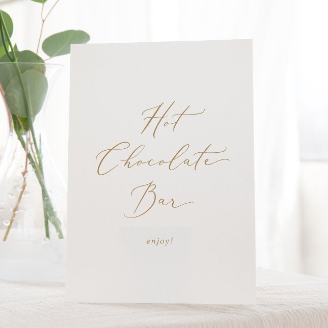 Delicate Gold Calligraphy Hot Chocolate Bar Pedestal Sign (Creator Uploaded)