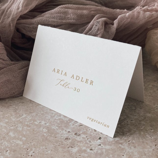 Delicate Gold Calligraphy Menu Option Place Cards (Creator Uploaded)