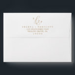 Delicate Gold Calligraphy Monogram Wedding Envelope<br><div class="desc">This delicate gold calligraphy monogram wedding envelope is perfect for a modern wedding. The romantic minimalist design features lovely and elegant champagne golden yellow typography on a white background with a clean and simple look. Personalise the envelope flap with your monogram and return address.</div>
