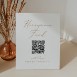 Delicate Gold Calligraphy QR Code Honeymoon Fund Pedestal Sign<br><div class="desc">This delicate gold calligraphy QR code honeymoon fund pedestal sign is perfect for a modern wedding or bridal shower. The romantic minimalist design features lovely and elegant champagne golden yellow typography on a white background with a clean and simple look. Customise your QR code and personalise with your names.</div>