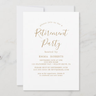 Delicate Gold Calligraphy Retirement Party  Invitation