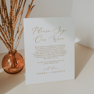 Delicate Gold Calligraphy Sign Our Wine Sign