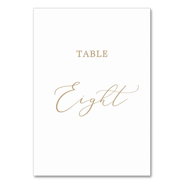 Delicate Gold Calligraphy Table Eight Table Number (Front)