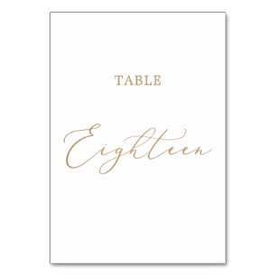 Delicate Gold Calligraphy Table Eighteen Number
