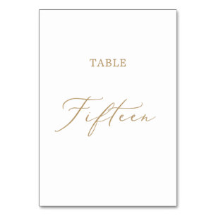 Delicate Gold Calligraphy Table Fifteen Number