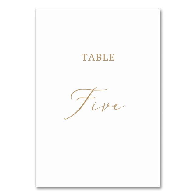 Delicate Gold Calligraphy Table Five Table Number (Front)