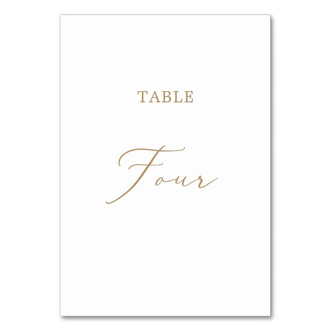 Delicate Gold Calligraphy Table Four Table Number (Front)