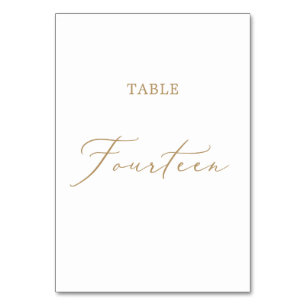 Delicate Gold Calligraphy Table Fourteen Number
