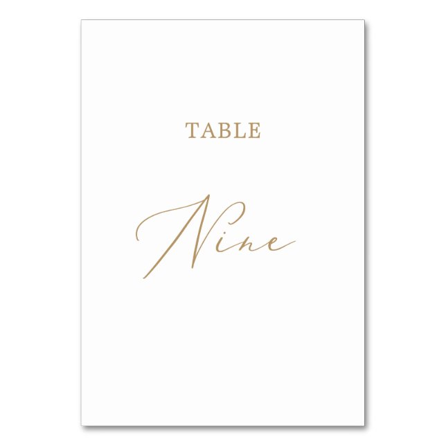 Delicate Gold Calligraphy Table Nine Table Number (Front)