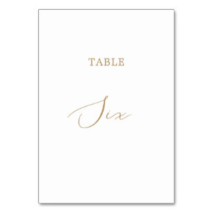 Delicate Gold Calligraphy Table Six Table Number