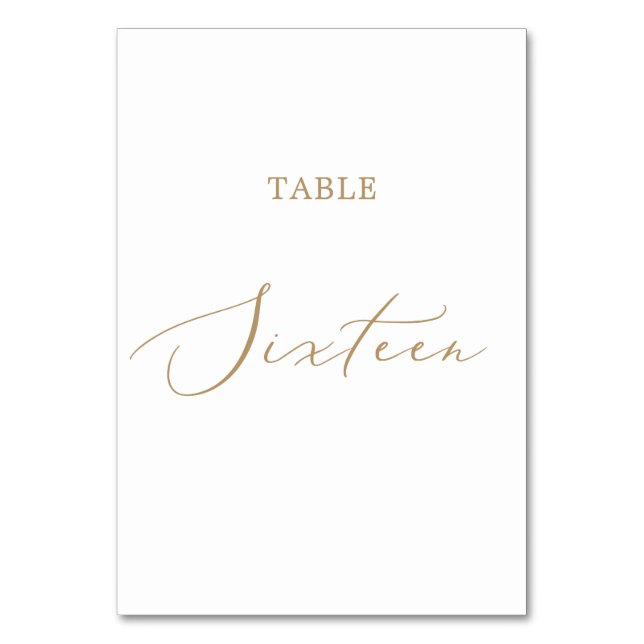 Delicate Gold Calligraphy Table Sixteen Number (Front)