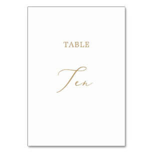 Delicate Gold Calligraphy Table Ten Table Number