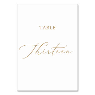 Delicate Gold Calligraphy Table Thirteen Number
