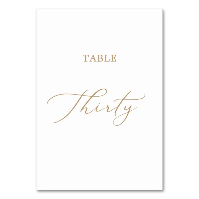 Delicate Gold Calligraphy Table Thirty Number (Front)
