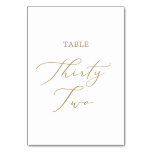 Delicate Gold Calligraphy Table Thirty Two Number