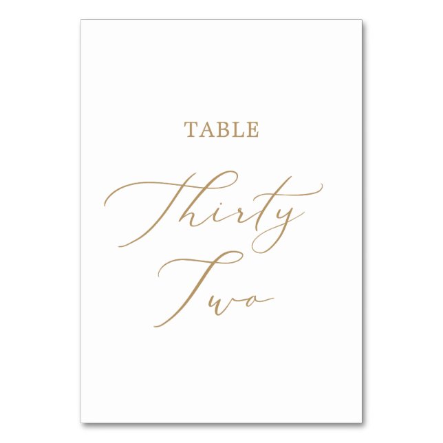 Delicate Gold Calligraphy Table Thirty Two Number (Front)