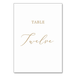 Delicate Gold Calligraphy Table Twelve Number