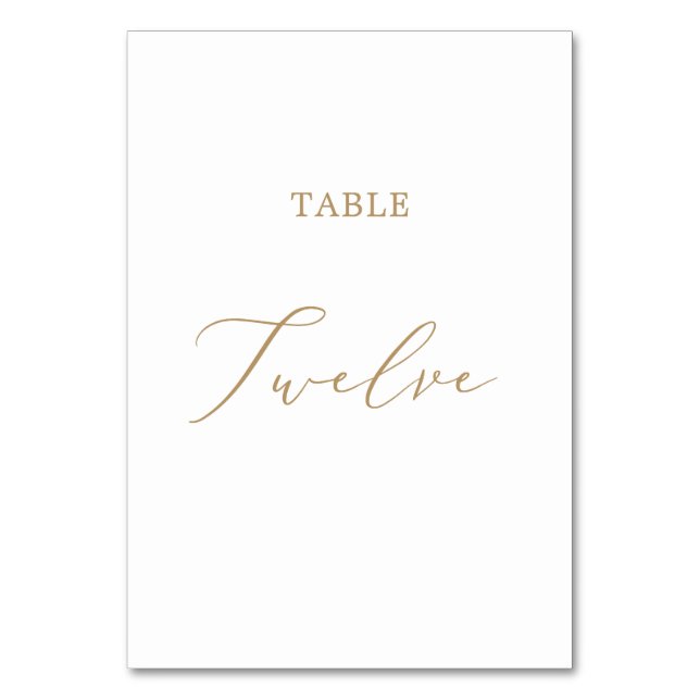 Delicate Gold Calligraphy Table Twelve Table Number (Front)
