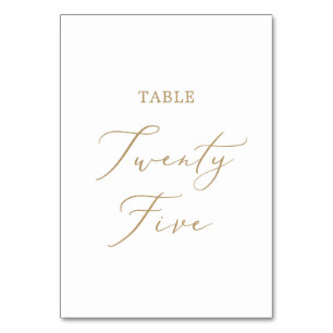 Delicate Gold Calligraphy Table Twenty Five Number