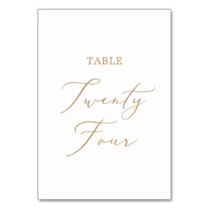 Delicate Gold Calligraphy Table Twenty Four Number