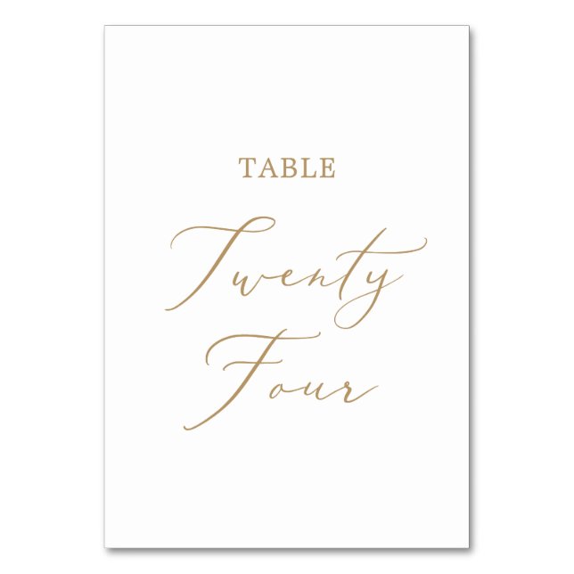 Delicate Gold Calligraphy Table Twenty Four Number (Front)