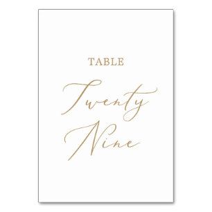 Delicate Gold Calligraphy Table Twenty Nine Table Number