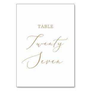 Delicate Gold Calligraphy Table Twenty Seven Table Number