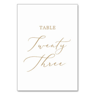 Delicate Gold Calligraphy Table Twenty Three Number